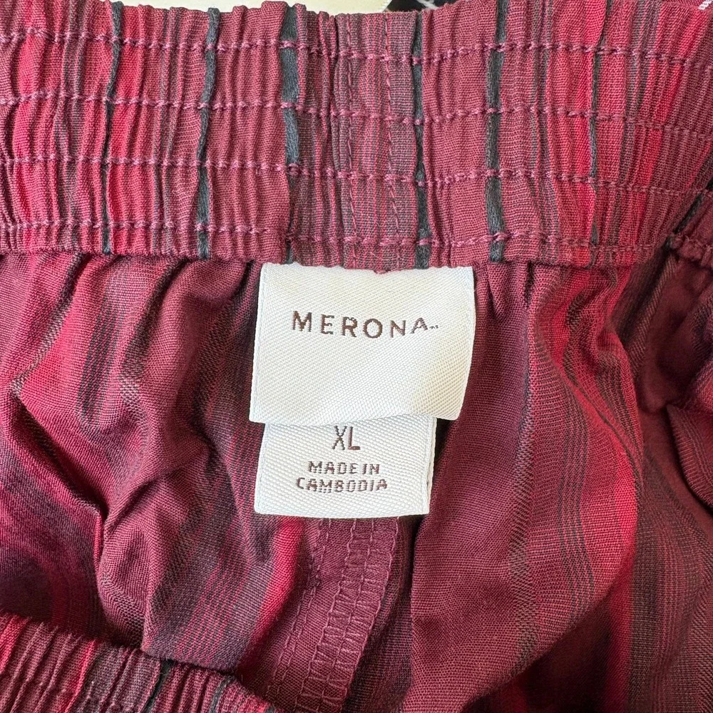 Merona Luxe Mens 2-Pack Fine Cotton Boxers Burgundy Plaid Striped XL Gift Box